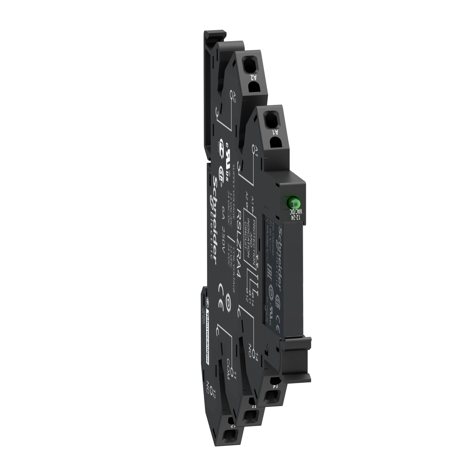 RSL1PRJU Zelio Pre-Assembled Standard Interface Plug-In Relay and Socket Combination, 6 A, 1CO 1 Form C SPDT Contact, 12 V DC V Coil