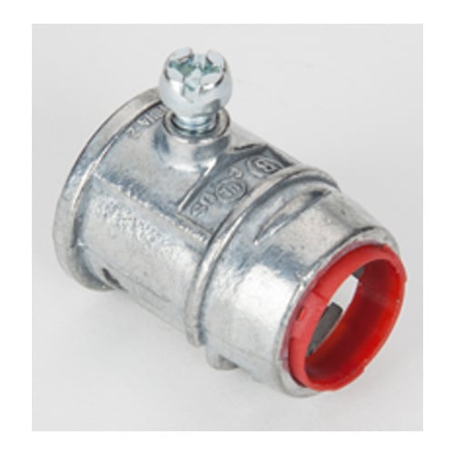 1701-DCI Bridgeport Set Screw Connector With Insulated Throat, 1/2 in Trade, For Use With EMT Conduit, Die Cast Zinc, Ball Burnished