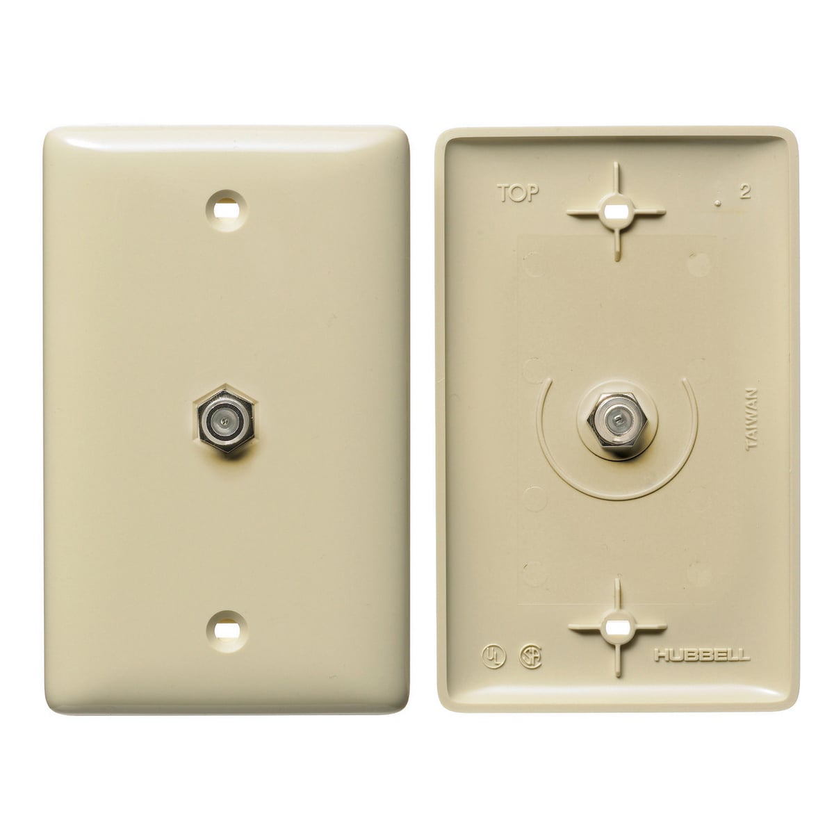 NS750I Standard Female to Female Molded-In Coax Plate, 1 Gang, Voice/CATV/Satellite Module, Fastened Mount, Nylon