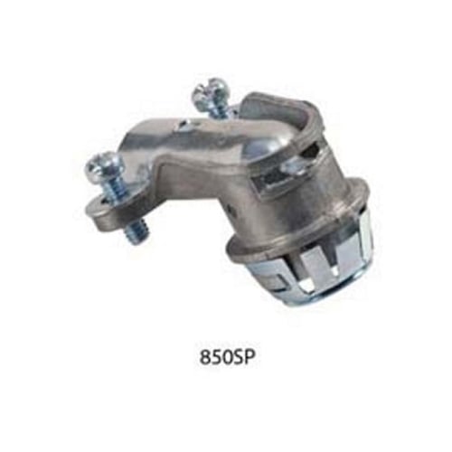850SP Bridgeport Whipper-Snap Double Screw Non-Insulated Flexible Cord Connector, 3/8 in Trade, 2/3 Conductors, 0.55 to 0.61 in Cable Openings, Die Cast Zinc, Ball Burnished/Mirror Smooth