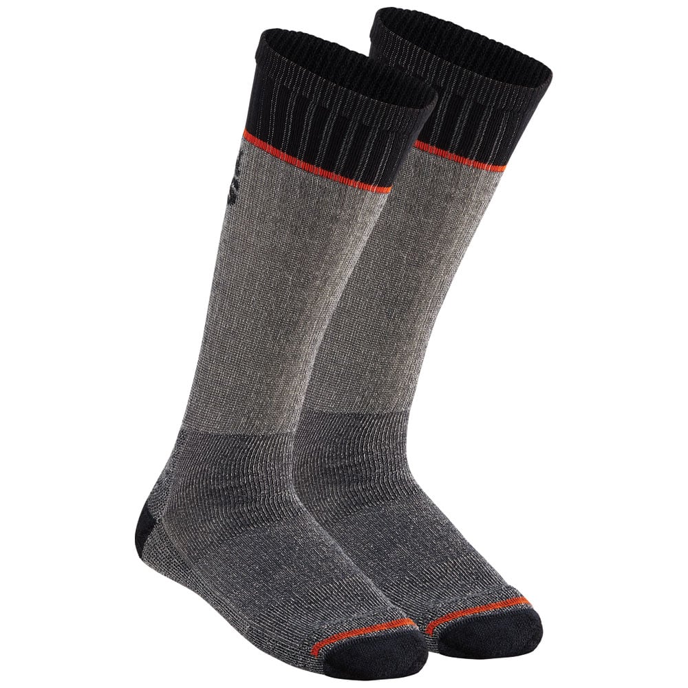 60381 Mid-Length Thermal Socks, Mens, L, Black/Gray/Orange, Merino Wool/Nylon/Polyester/Spandex