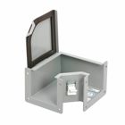 Eaton B-Line series wireway elbow fitting, Lay-in, 90 elbow, outside-top opening, NEMA 12, Steel, ANSI 61 gray painted, 4" X 4"