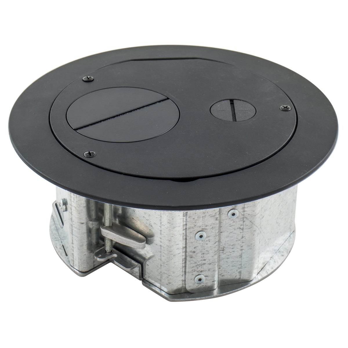AFBS1R6FFBLK Furniture Feed Floor Box With Black Powder Coated Cover, Composite, 4 Knockouts, 3.08 in H