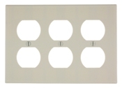 78030 Standard Size Traditional Wall Plate, 3 Gangs, 6.37 in W x 4.5 in H, Thermoset, Light Almond