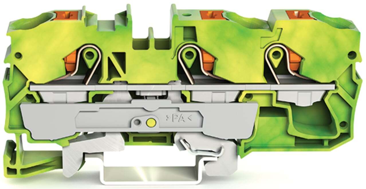 2210-1307 Operating Tool Ground Terminal Block, 20 to 6 AWG Wire, 1 Poles, DIN Rail Mount