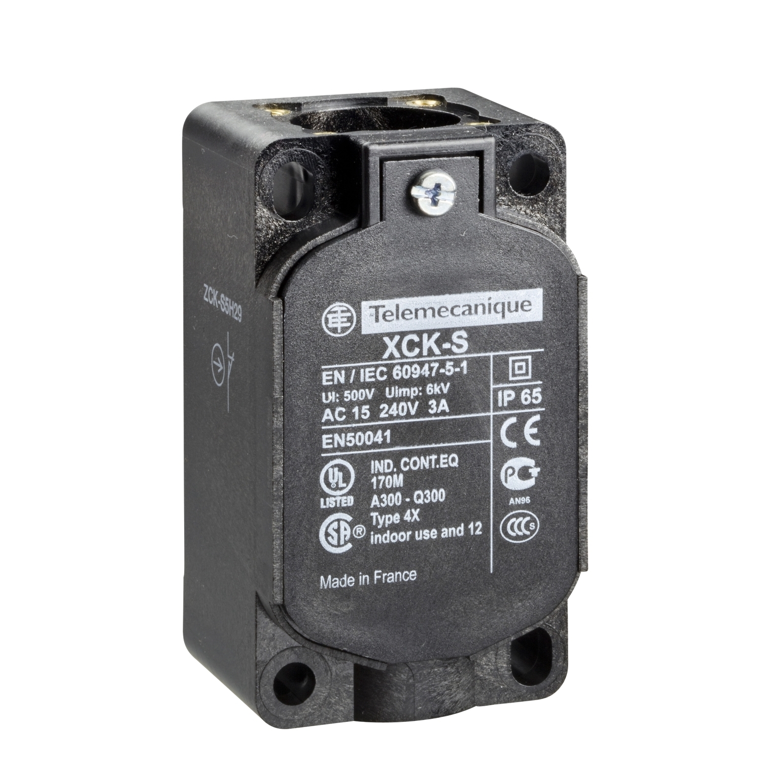 ZCKS2 OsiSense 2-Pole Fixed Limit Switch Body, 2CO Contact, For Use With XCKS Standard Format Limit Switch, 3 A at 240 V AC, 0.27 A at 250 V DC Contact, IP65/IK03 Enclosure