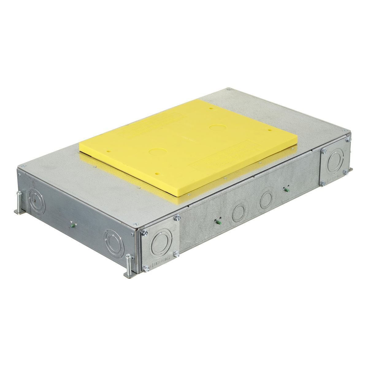 CFB6G30E SystemOne ETERNAL Recessed Floor Box, Stamped Steel, 33 cu-in Capacity, 6 Gangs, (16) Knockouts, 3 in H x 11.54 in W x 19.68 in L