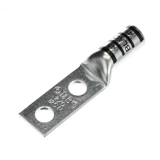 256-30695-1116 Color-Keyed 2-Hole Non-Insulated Compression Lug, 2/0 AWG Copper Conductor, Die Code: 45, 3/8 in Stud, Copper