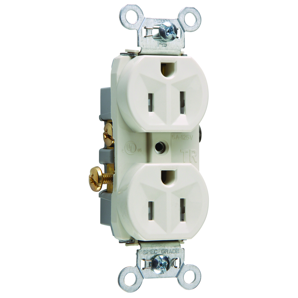 TR15LA 15 Amp 125V Commercial Grade Duplex Receptacle, Light Almond