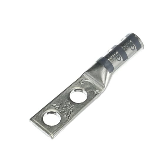 54854BE Color-Keyed 54800 2-Hole Non-Insulated Compression Lug, 4 AWG Copper Conductor, Die Code: 29, 1/4 in Stud, Copper