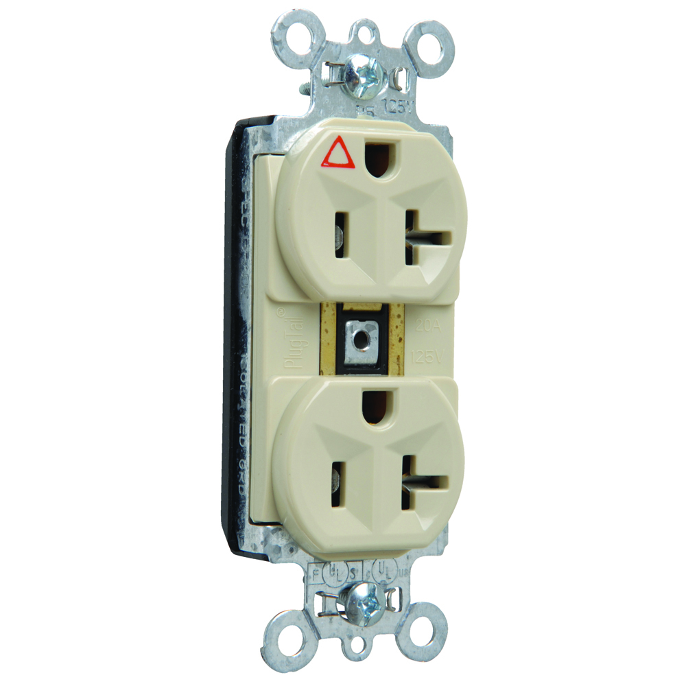 PTIG5362I PlugTail Isolated Ground Spec Grade Receptacle, 20 Amp, 125V, Ivory
