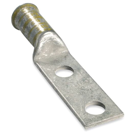 54868BE0616BS Color-Keyed 54800 2-Hole Non-Insulated Compression Lug Connector, 250 kcmil Copper Conductor, Die Code: 62, 3/8 in Stud, Copper