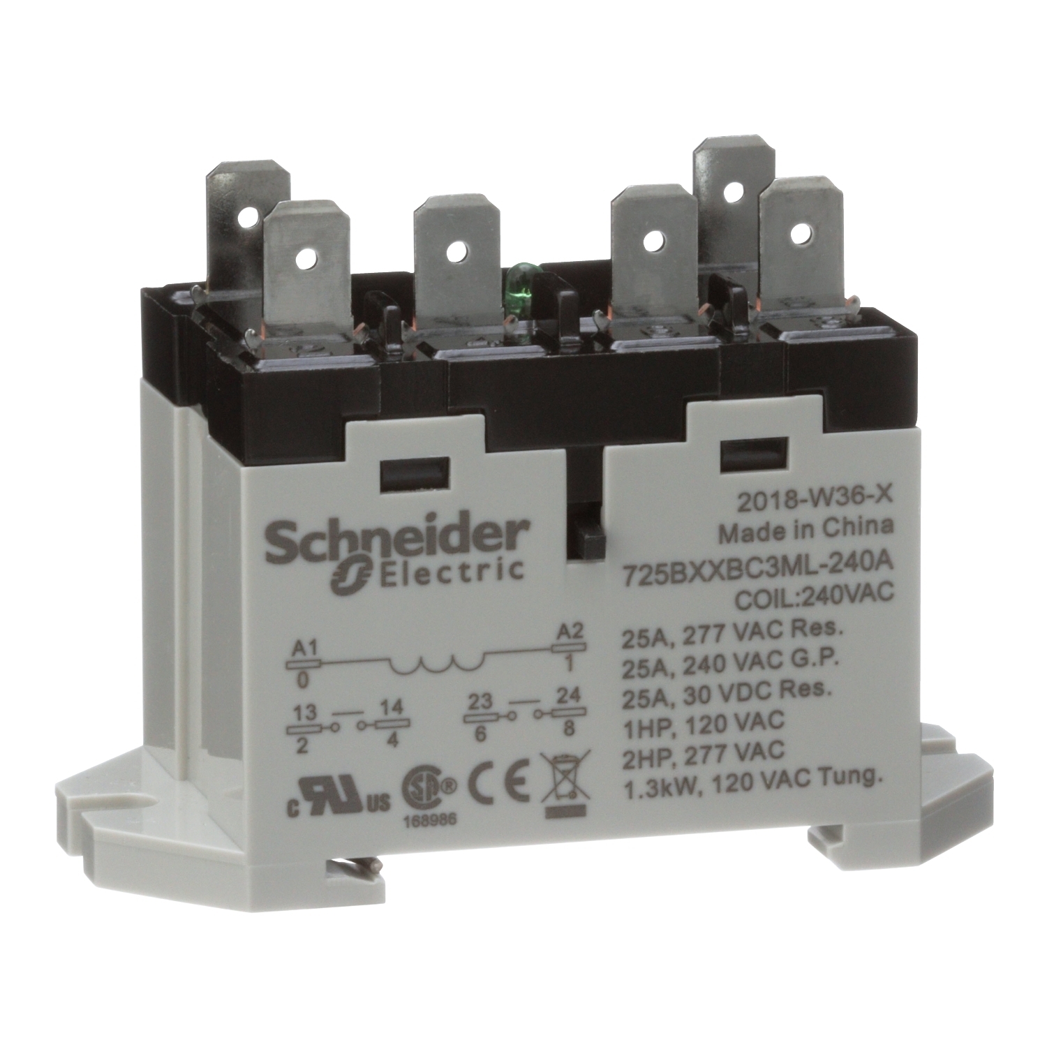 725BXXBC3ML-240A Power Harmony Electromechanical Relay, 2.50 V AC V Coil