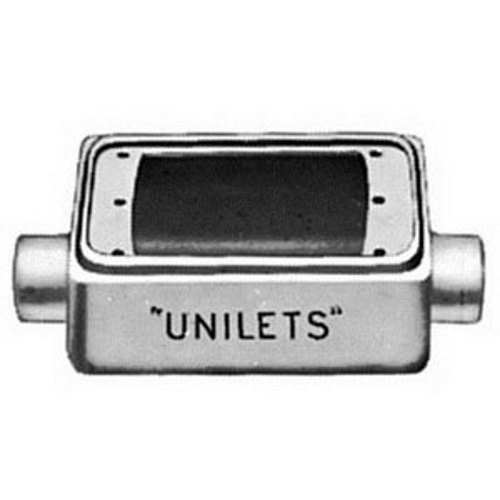 FDC175 Unilets Type FDC Deep Heavy Duty Device Box With Internal Ground Screw, Malleable Iron, 25 cu-in Capacity, 1 Gangs, 2 Outlets, 2 Knockouts, 4.56 in H x 2.81 in W x 2.69 in D