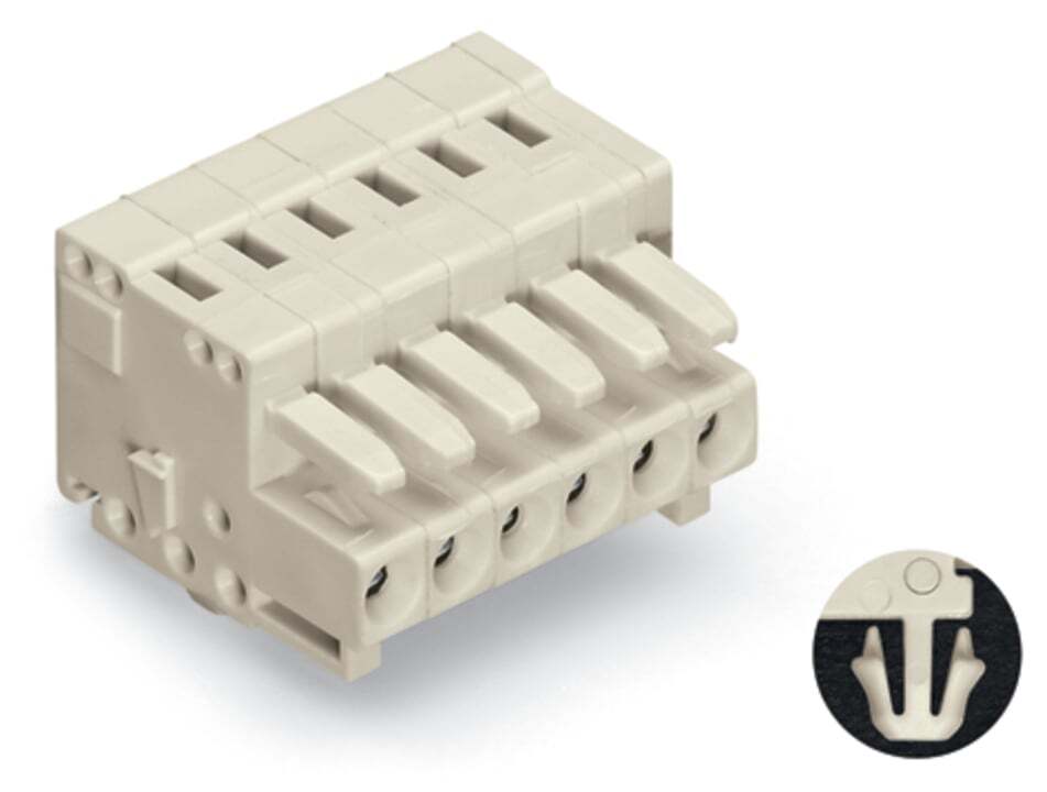 734-102/008-000 Operating Tool 1-Conductor Female Connector, 320 V, 10 A, 28 to 14 AWG Wire, 2 Poles, Panel Mount
