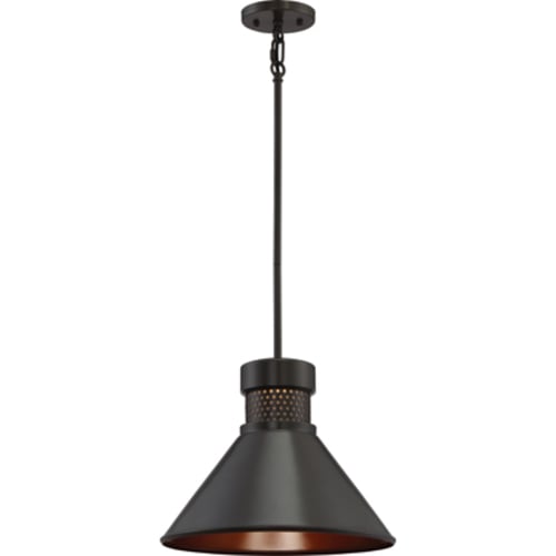62-857 Nuvo Doral Dimmable Large Pendant Fixture, (1) Circular Lamp, 120 VAC, Dark Bronze/Copper Accent Housing