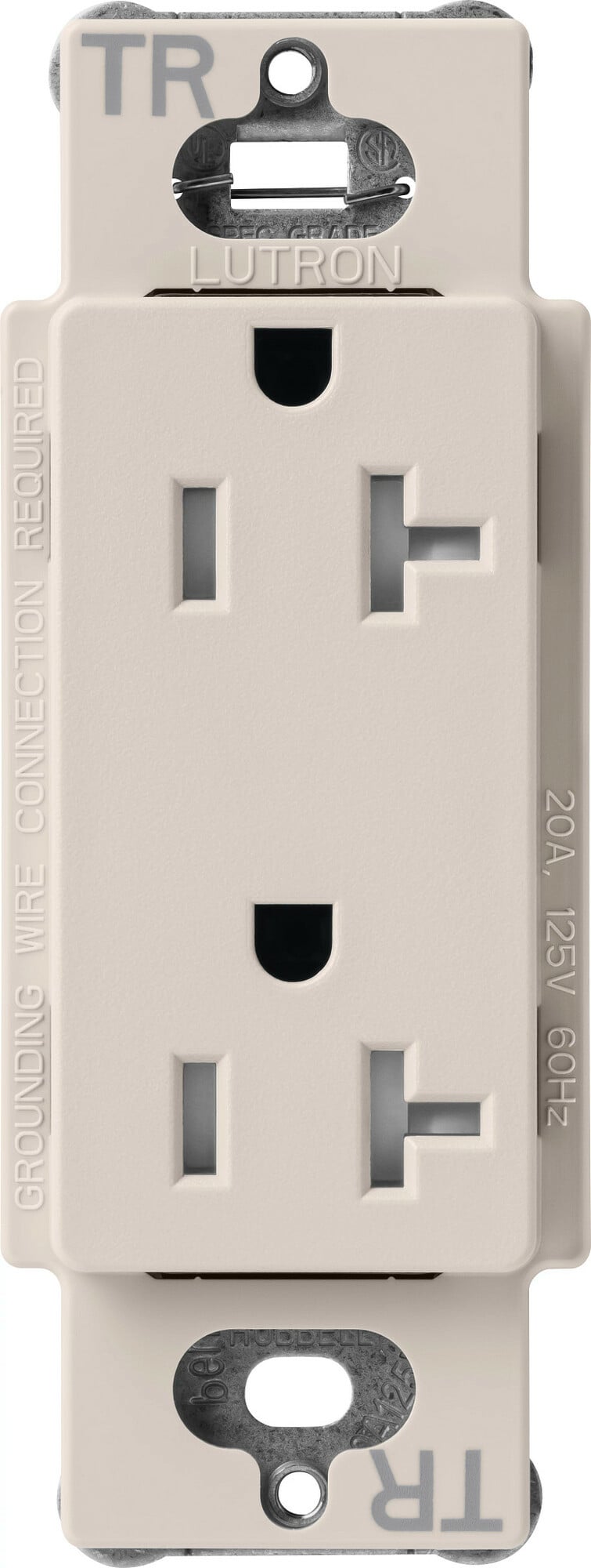 SCRS-20-TR-TP Claro Tamper-Resistant Duplex Receptacle, Decorator-Style Outlet, 20 Amp, Satin, Taupe