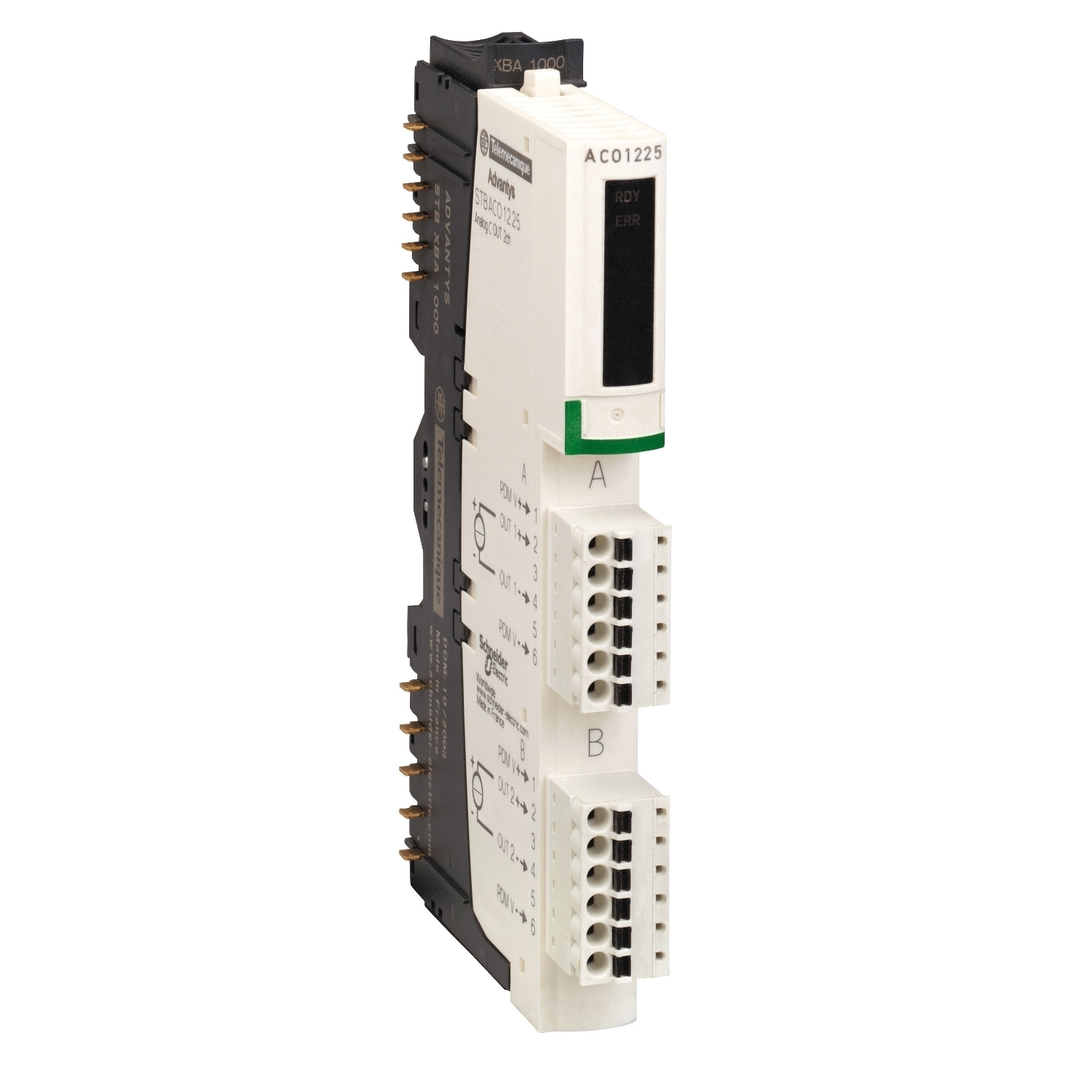 STBACO1225K Modicon Basic Analog Output Kit, 2 Outputs, 4 to 20 mA Signal Range, 10 bit Resolution, +/-0.5 % Accuracy