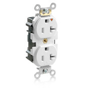 M5362-IGW Lev-Lok 1-Phase Duplex Heavy Duty Isolated Grounding Straight Blade Receptacle, 125 V AC, 20 A, 2 Poles, 3 Wires, White