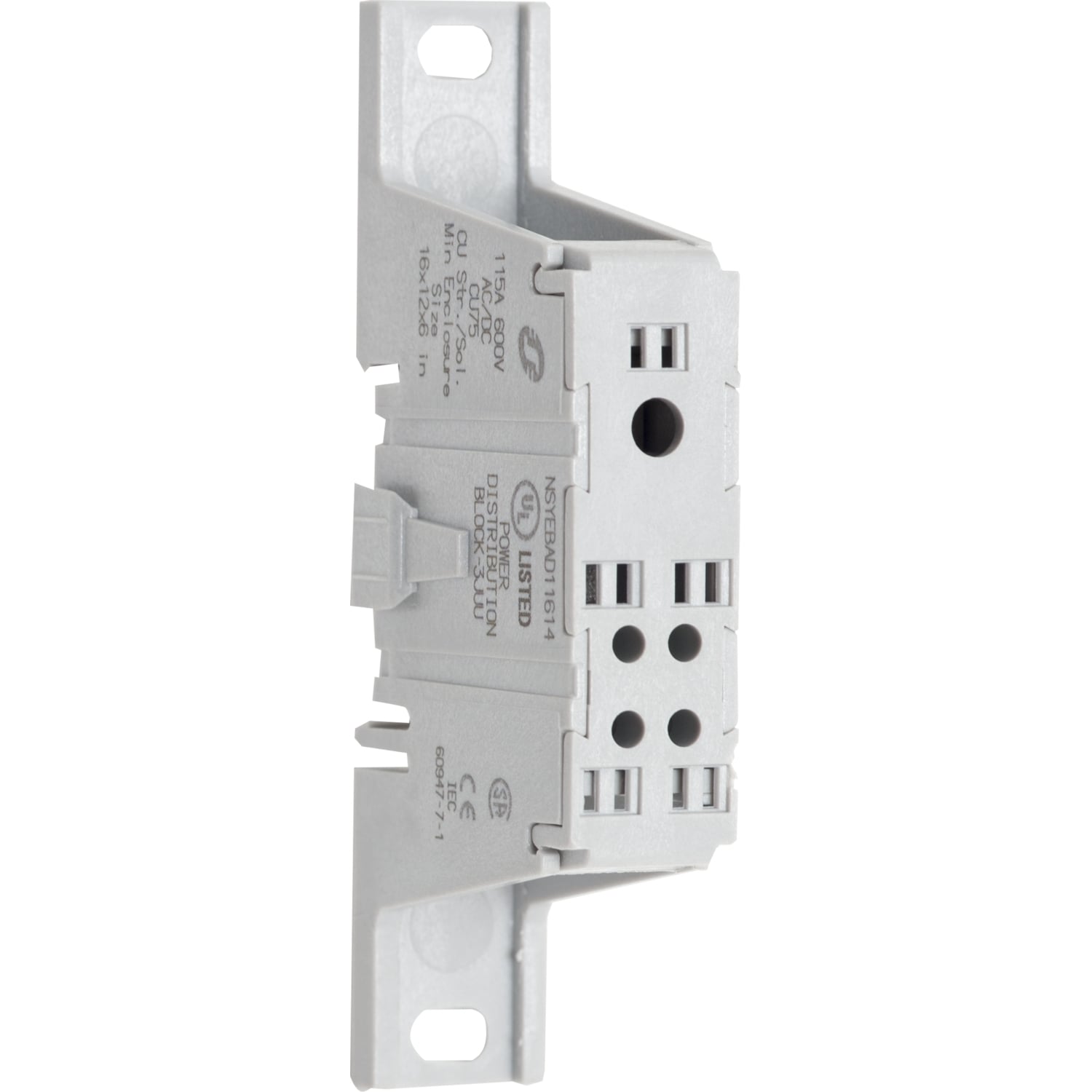 NSYEBAD11614 Linergy Enclosed Power Distribution Block With AL Lug, 600 V AC/DC, 115 A CU, 1 Poles, 14 to 2 AWG Line Side/14 to 10 AWG Load Side CU Wire, Thermoplastic