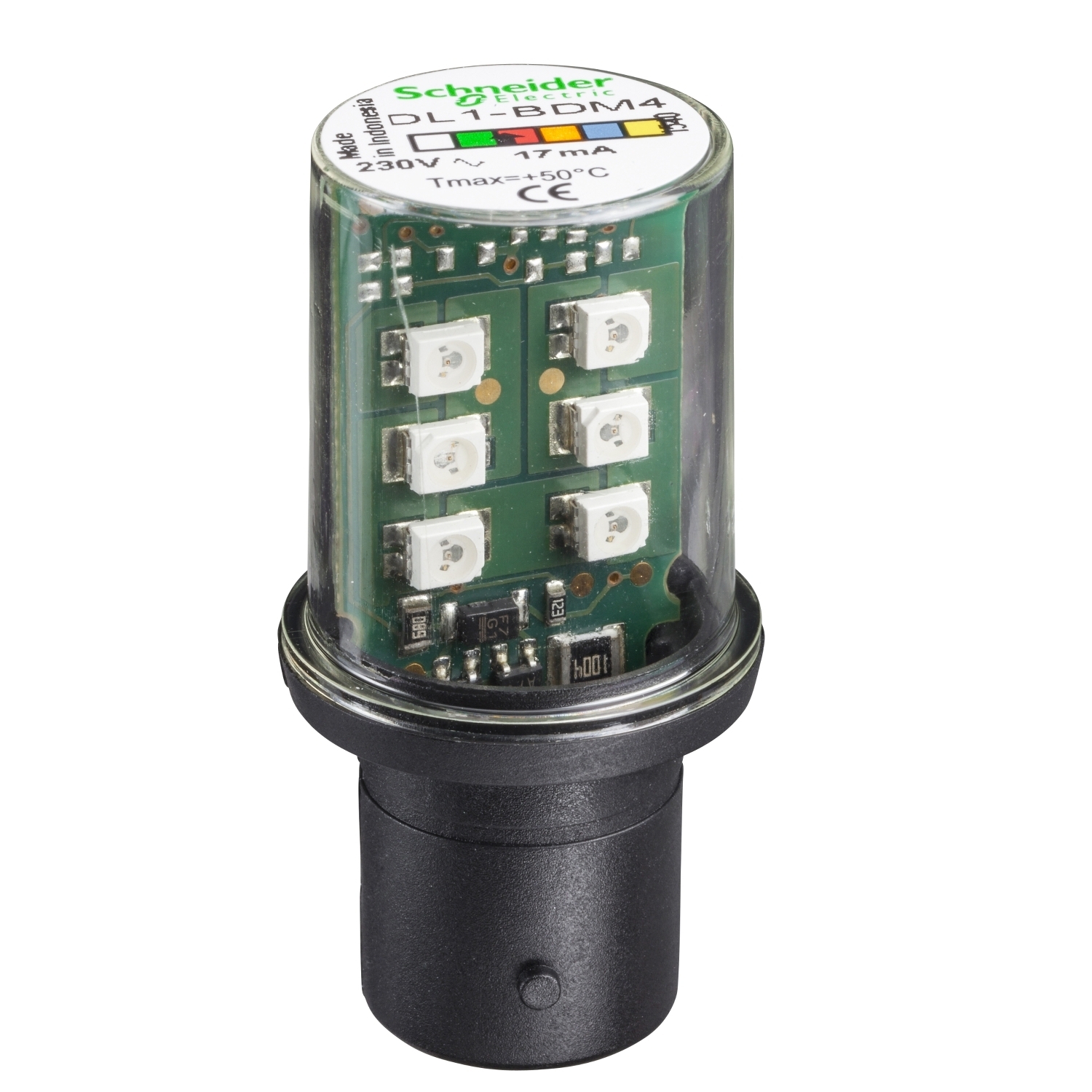 LED bulb, Harmony XVB, BA 15d, red, steady light, 230V AC