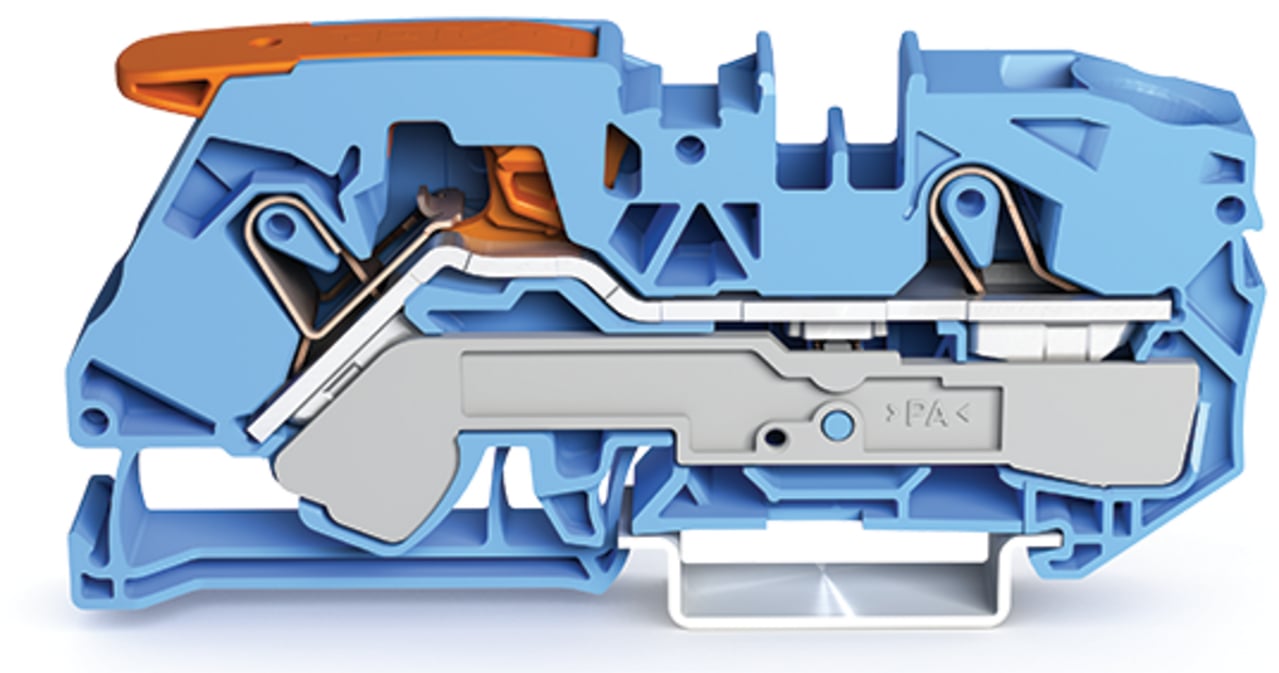 2116-1204 Push-In Conductor Terminal Block, 800 V, 76 A, 20 to 6 AWG Wire, 1 Poles, DIN Rail Mount