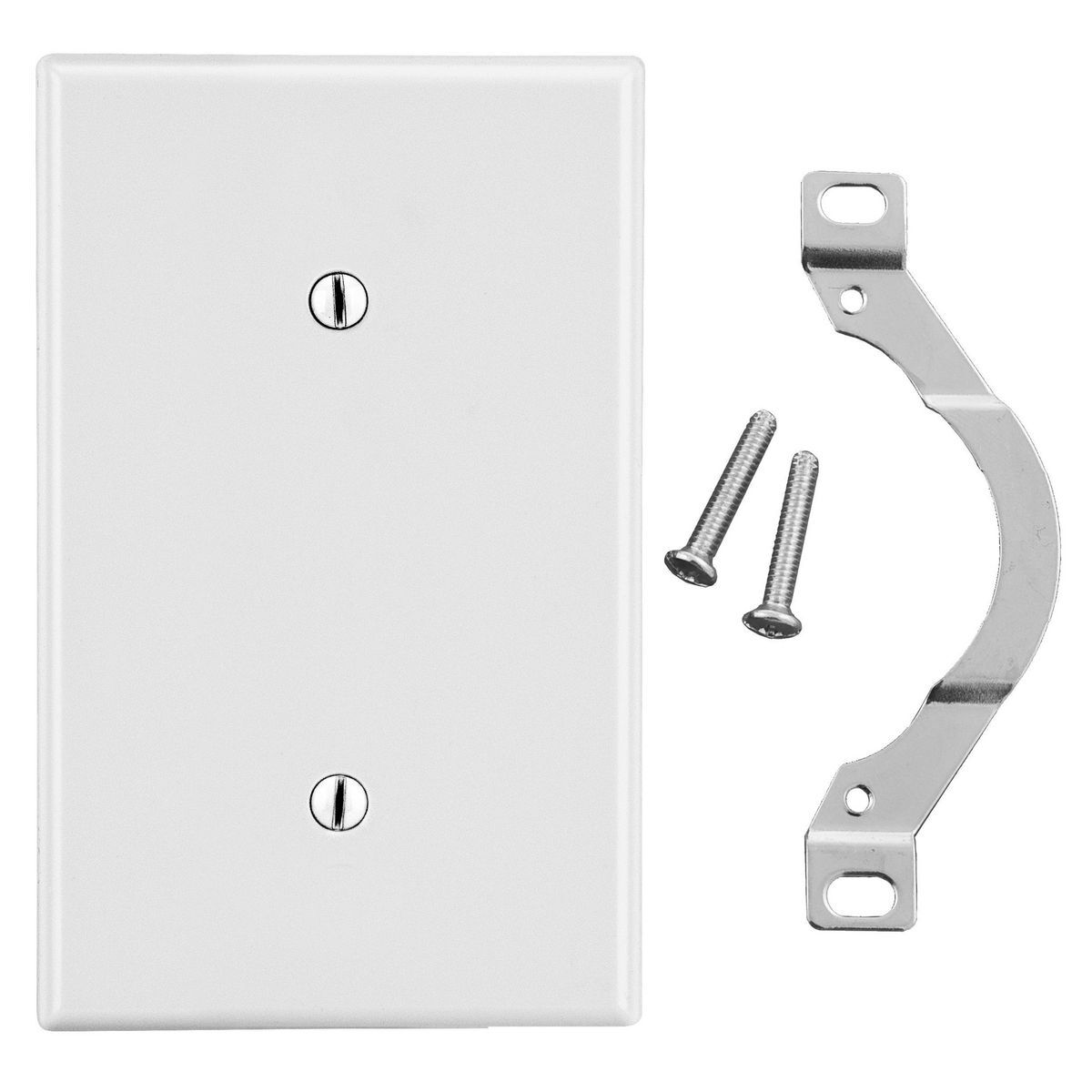 P14W Non-Metallic Standard Blank Wall Plate with Pre-Inserted Captive Screw, 1 Gangs, 2.88 in W x 4.63 in H, Polycarbonate Thermoplastic, White