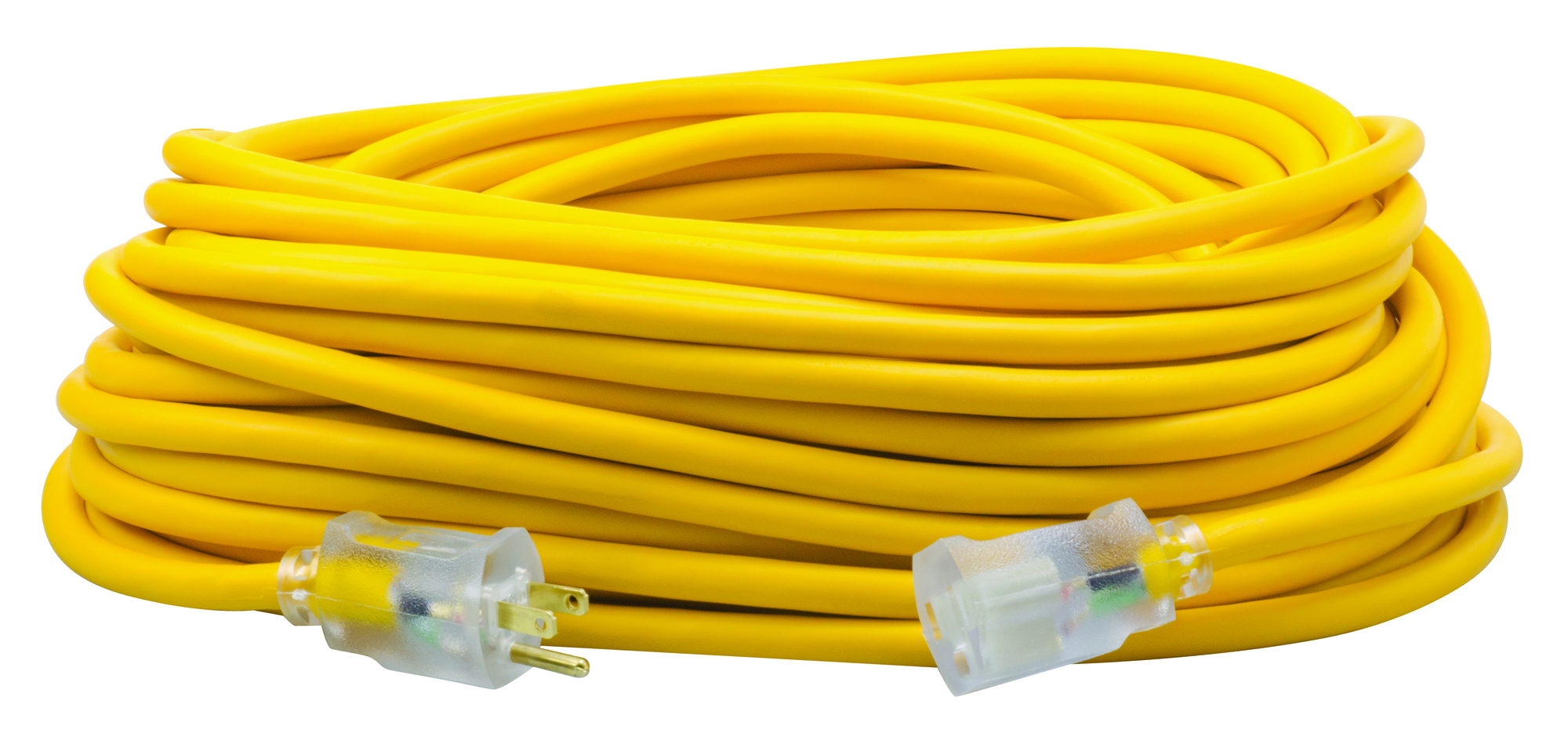 100ft Polar/Solar SJEOOW Outdoor Extension Cord with Light Ends, 12/3, Yellow