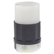 2323-PLC 1-Phase Grounding Cable Mount Locking Connector, 250 V AC, 20 A, 2 Poles, 3 Wires, Black/White
