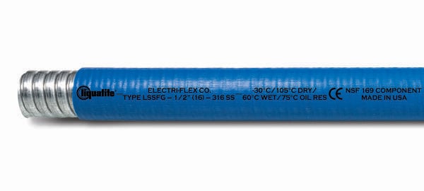 LSSFG 11, Blue, 1/2 Inch Stainless Steel Food Grade Liquidtight Antimicrobial Conduit