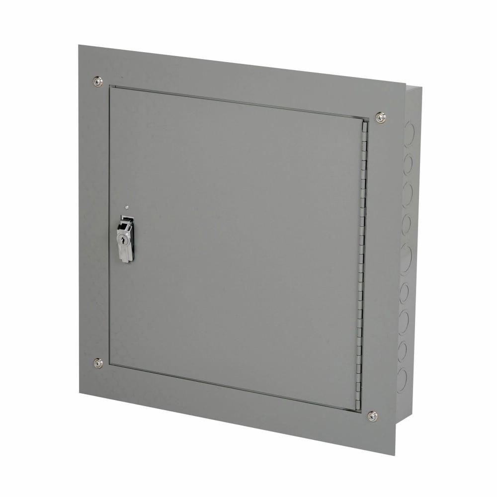 utility enclosures, 30" height, 6" length, 24" width, NEMA 1, Hinged cover, TCF cabinet, Flush mounted, Medium single door, Thru holes, Carbon steel