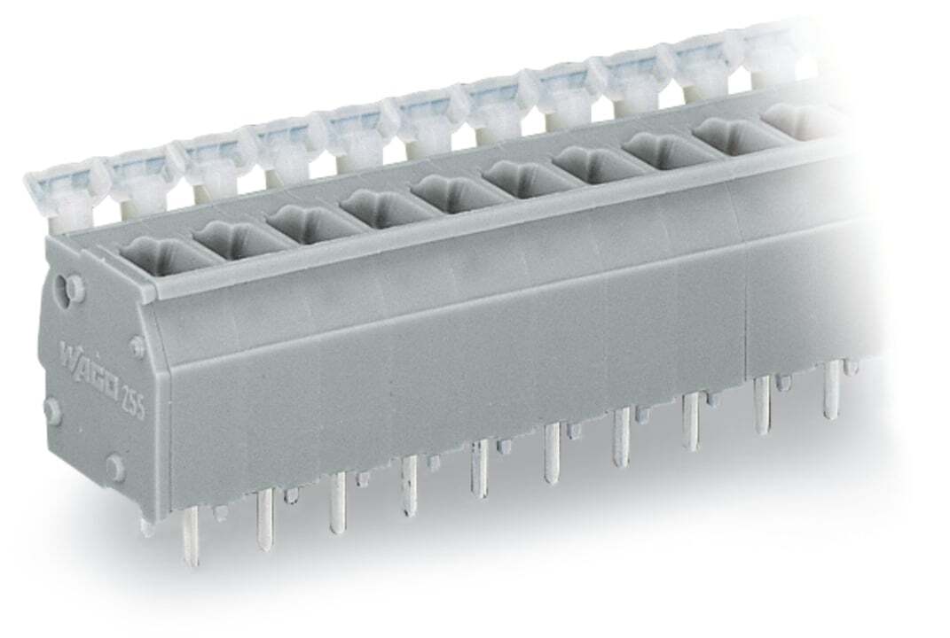 255-402 Push Button PCB Terminal Block, 630 V, 24 A, 28 to 12 AWG Wire, 2 Poles