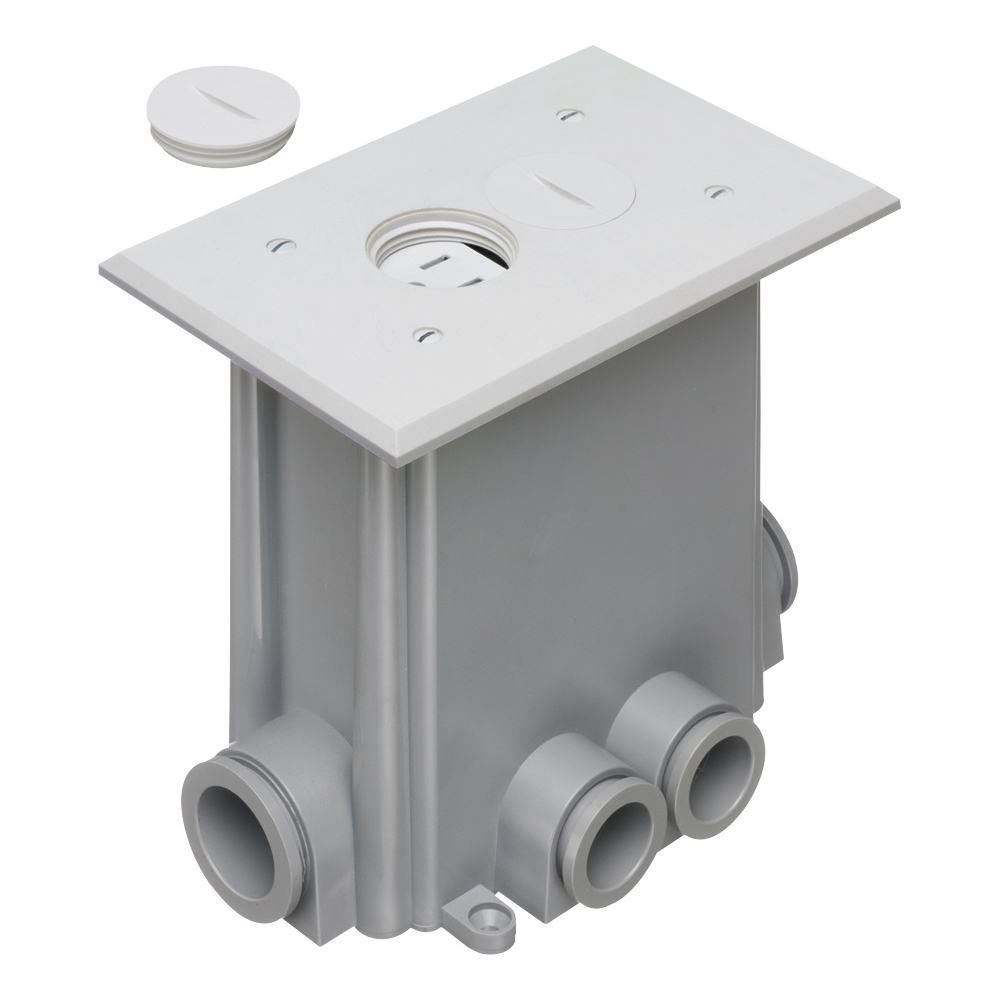 FLBC101W Adjustable Non-Metallic Floor Box With Threaded Plug, Plastic, 1 Gangs, 6.5 in L x 4.125 in W x 6.199 in H