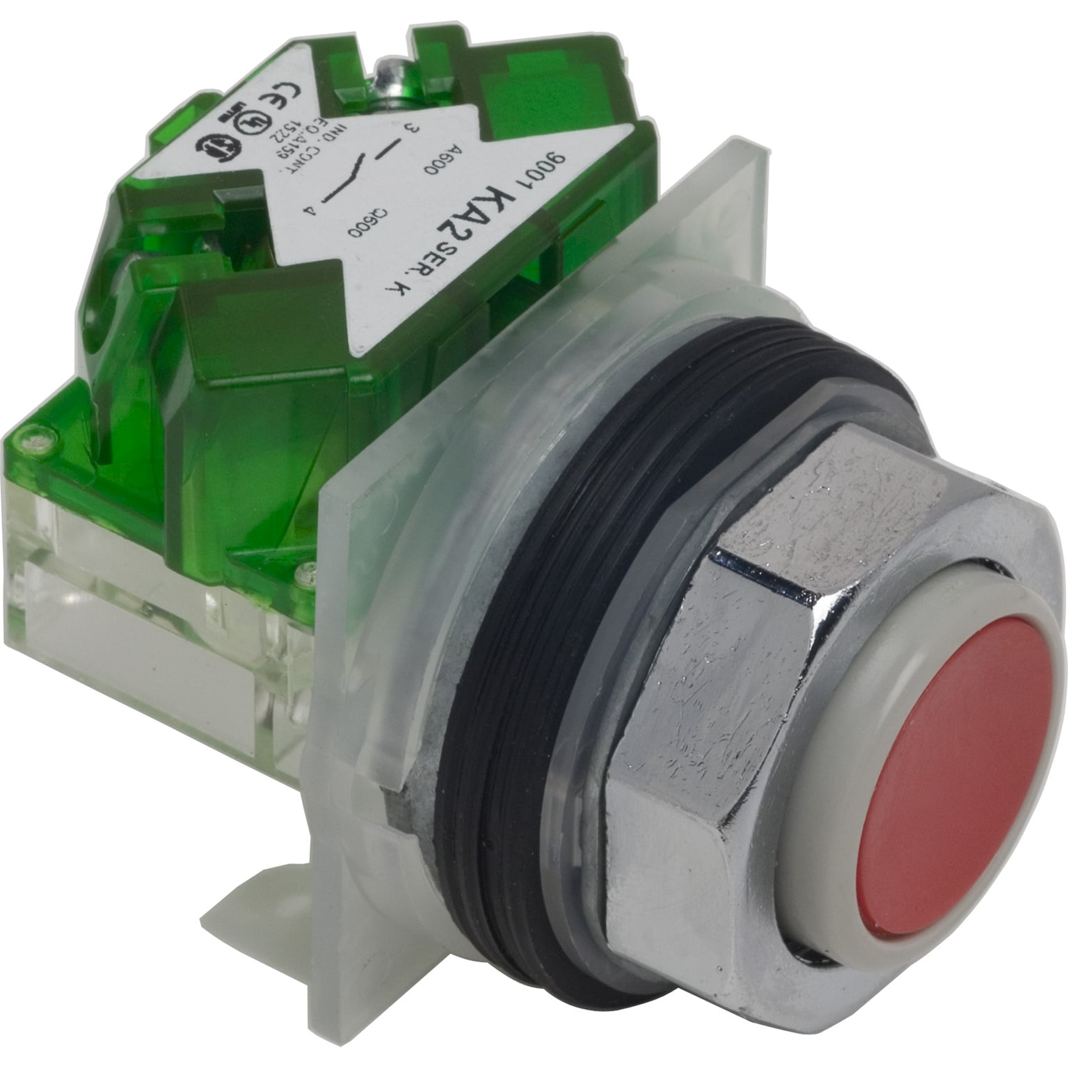 9001KR3RH5 Harmony Type K Heavy Duty Dusttight/Oiltight/Watertight Mechanically Interlocked Standard Non-Illuminated Pushbutton, 30 mm, 1NO Contact, Slow Break Contact, Red