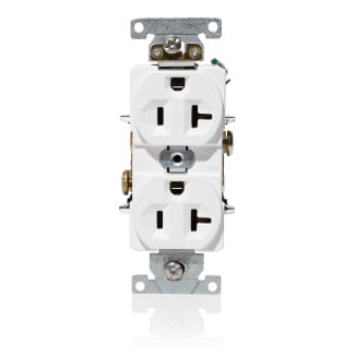 C5362-W Duplex Heavy Duty Indented Face Self-Grounding Straight Blade Receptacle, 125 V AC, 20 A, 2 Poles, 3 Wires, White