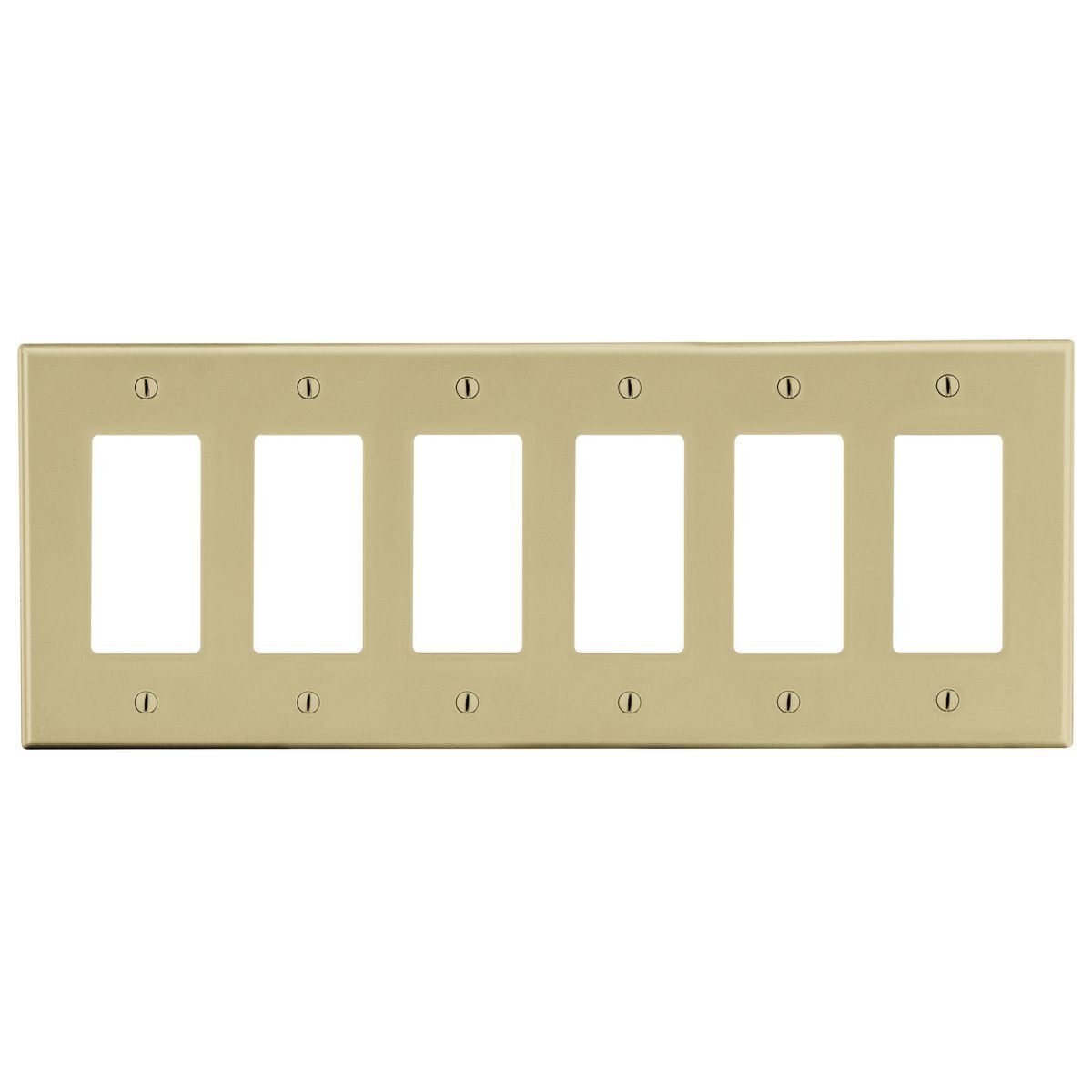 P266I Standard Wall Plate, 6 Gangs, 11.94 in W x 4.63 in H, Polycarbonate Thermoplastic, Ivory