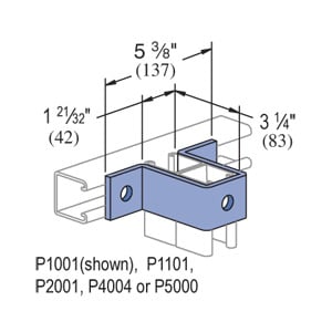 P1737-EG Channel U-Shaped Fitting, 3 Holes, 5-3/8 in L x 1-5/8 in W, For Use With P1001, P1101, P2001, P4004 and P5000 Channels, HRPO Steel