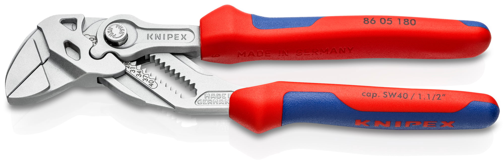 Pliers Wrench, 7 1/4 in., Multi-component, Chrome Plated