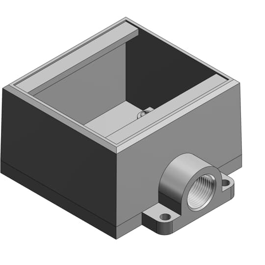 FD22-TB T&B Type FD Dead End Deep Style Cast Device Box, Iron, 2 Gangs, 1 Outlets, 1 Knockouts, 4-5/8 in W x 2-13/16 in D x 4-9/32 in H
