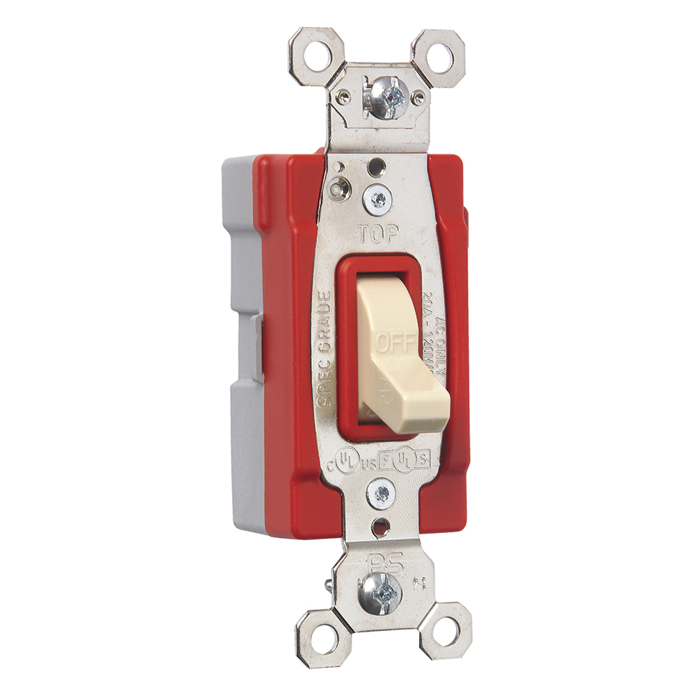 PT20AC1I PlugTail Single Pole 20 Amp Toggle Switch, Ivory