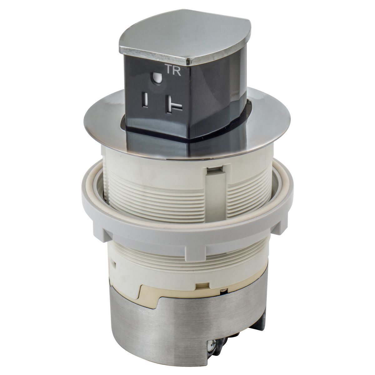 RCT221NI 1-Outlet Pop-Up Standard Tamper-Resistant Kitchen Counter Receptacle, 125 V, 20 A, 2 Poles, 3 Wires, Nickel