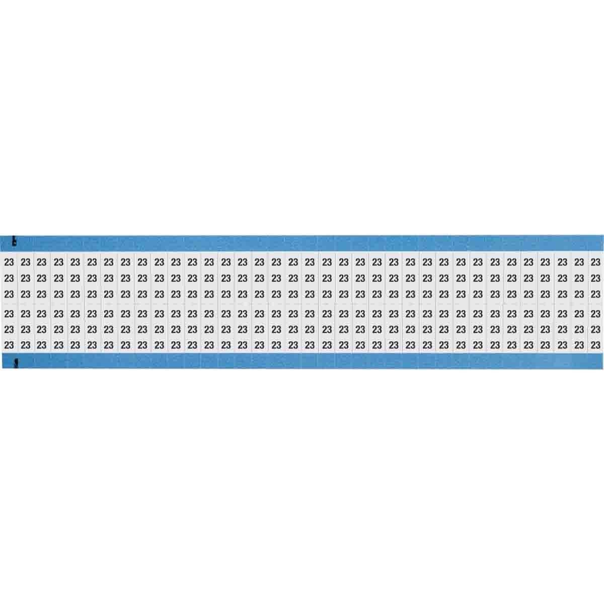 WM-23-SC-PK WM Series Die-Cut Pre-Printed Solid Number Wire Marker Card, 3/4 in L x 1/4 in W, Black on White, B-500 Repositionable Vinyl Coated Fabric, 72 Markers per Card