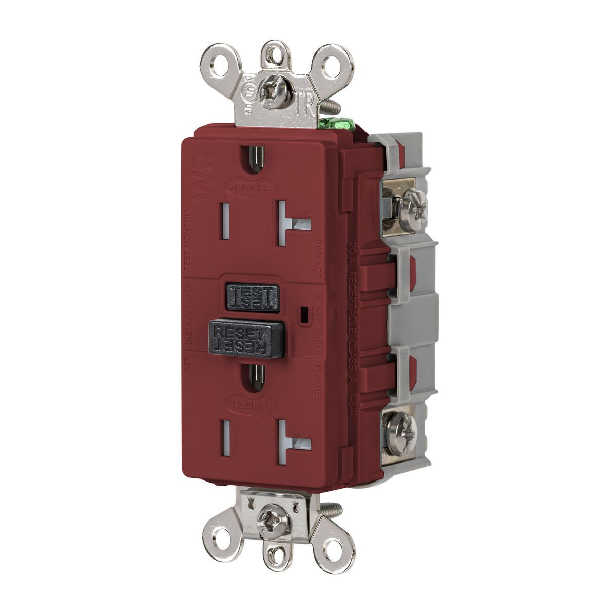 GFSG5362R Extra Heavy Duty GFCI Receptacle, 125 V AC, 20 A, Red