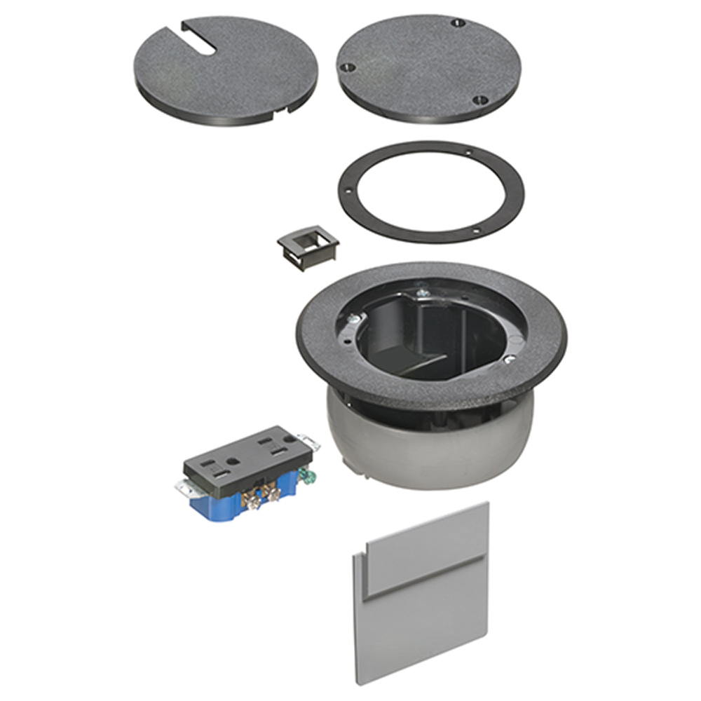 FLBC4560DBL InBox Non-Metallic Recessed Floor Box Cover Kit, 5.7 in Dia, Plastic
