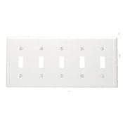 84023-40 Standard Size Traditional Wall Plate, 5 Gangs, 9.99 in W x 4.5 in H, 302 Stainless Steel