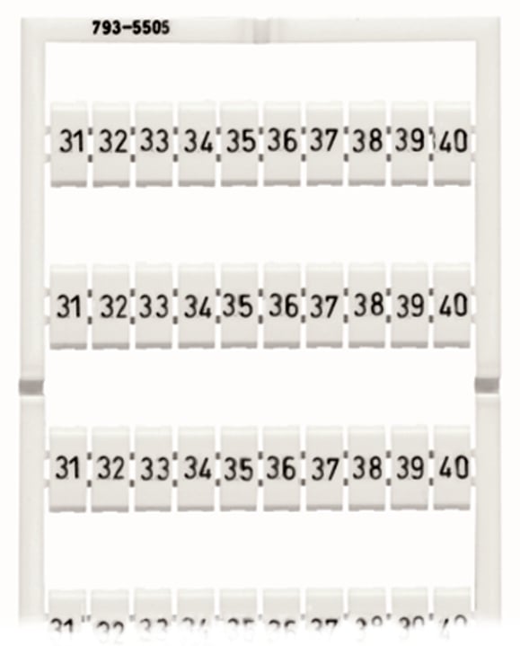 793-5505 793 Type WMB Marking Card, 5 to 5.2 mm W, Black Legend