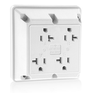 21254-W 1-Phase 4-in-1 Extra Heavy Duty Grounding Straight Blade Receptacle, 125 V AC, 20 A, 2 Poles, 3 Wires, White
