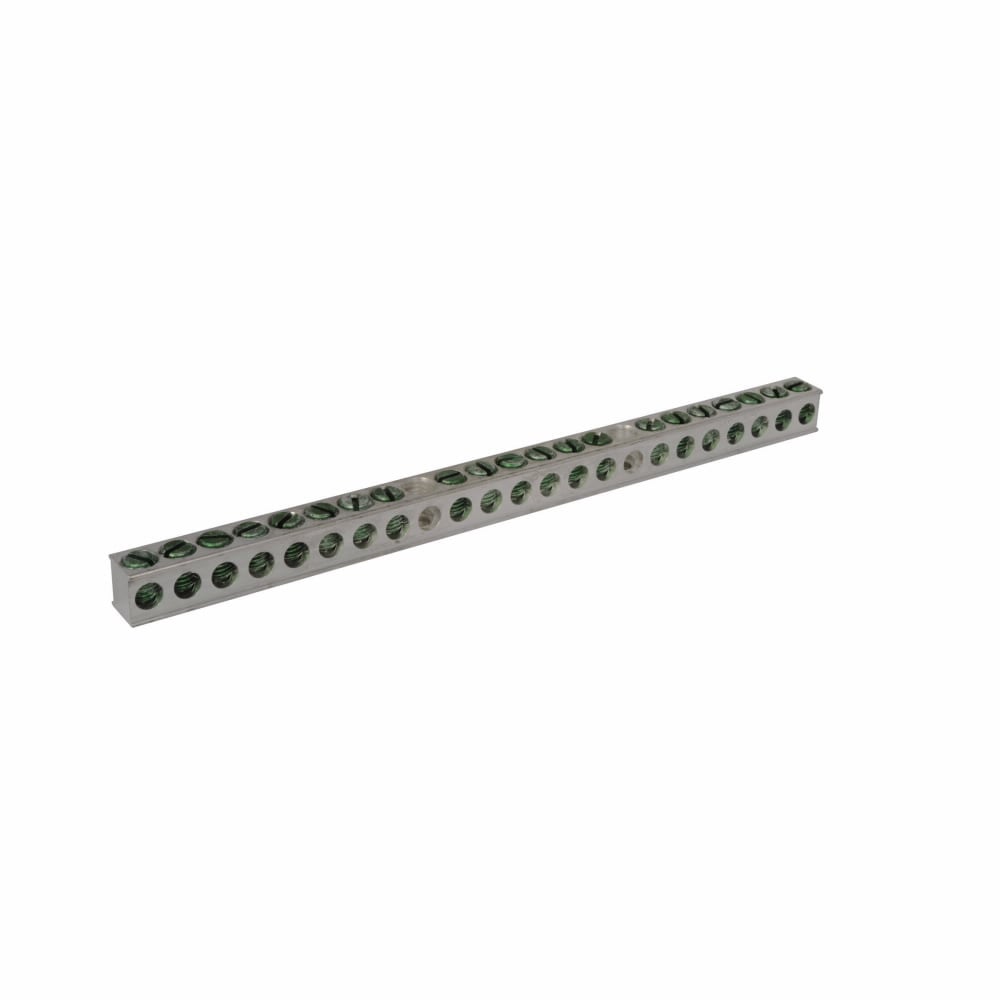 CH9GP21 Replacement Ground Bar Kit, 7.94 in L, 14 to 4 AWG Aluminum/Copper Conductor, 21 Terminals, For Use With Type CH 3/4 in 1/3-Phase 400 A Loadcenter and Circuit Breaker