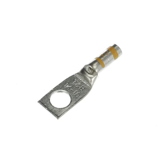 256-30695-1352 Color-Keyed 1-Hole Non-Insulated Compression Lug Connector With Peep Hole, Inspection Window, 14 to 10 AWG Copper Conductor, Die Code: ERG2002, 1/4 in Stud, Copper