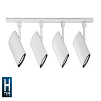 10996WH4HEAD Linear Track Lighting Complete Kit With Black Baffle, Incandescent Lamp, 120 V AC, Adjustable/Flat Back Cylinder Head